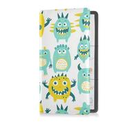 sanluoli Cute Little Monsters - Custodia a portafoglio in pelle verde gialla per libretto di circolazione dell'auto e tessera di assicurazione, essenziale per documenti essenziali, patente di guida