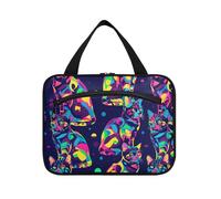 sanluoli Digital Art Vapour Wave Style Colorful appeso trucco borsa viaggio con gancio, designer compatto trapuntato trucco borsa per accessori per le donne hotel estuche para maquillaje, arte