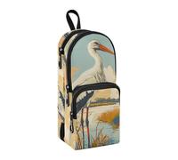 sanluoli Elegante Cicogna Bianca Delicata Arte Nylon 3 Scomparti Grandi Borse Matite Astuccio Grande Capacità Per Ragazze Cancelleria Scuola per Preppy Preppy School 1600ml