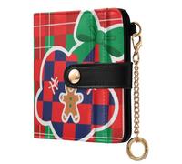 sanluoli Elegante portafoglio pieghevole classico da donna, portatile, in pelle PU, per ragazze, donne, donne, Natale, pane allo zenzero, uomini