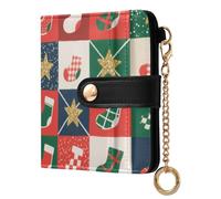 sanluoli Elegante portafoglio pieghevole da donna, comodo portafoglio in pelle PU con scomparti per carte di credito, per ragazze e donne, calzini natalizi