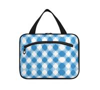 sanluoli Europa Gingham Pattern Blu appeso borsa da toilette appeso organizzatore di viaggio con gancio, designer kit da toilette espandibile per papà hotel bolsa para guardar maquillaje, Motivo