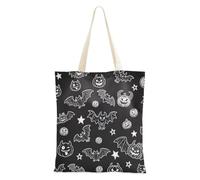 sanluoli Evil Black Halloween pipistrello mostri nero tela Totes riutilizzabile Tote Bag con tasche drogheria & Farmers Market 40,6 x 38,1 cm scuola essenziale