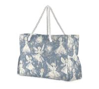 sanluoli Fairy Gray White Robusta borsa per le donne Lavoro con tasche laterali Weekender Tote Bag con portabicchieri sul lato