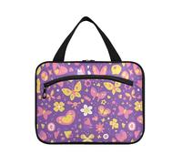 sanluoli Farfalla Viola Dorato Cartoon appeso trucco custodia da viaggio con gancio, accessori di design borsa da toilette impermeabile per elementi essenziali per le donne vacanza bolso de para mujer