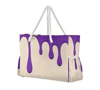 sanluoli Fashion Street Graffiti Pittura Viola Beige Robusta Borsa da Spiaggia Tote con Tasche Laterali Borsa con Cerniera per Viaggi Palestra Vacanze