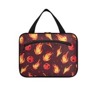 sanluoli Football Flame Football Splash borsa per il trucco appesa con scomparti con gancio, designer essenziale borsa cosmetica per viaggio essenziale zaino in spalla estuche para brochas maquillaje