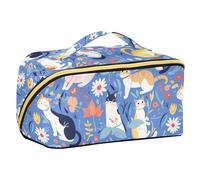 sanluoli Fresh Spring Colorful Cats Cosmetici Borse con divisori Zipper Cosmetic Bag Per Le Donne Travel-Size Accessori