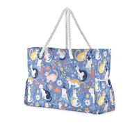 sanluoli Fresh Spring Colorful Cats Robusta Tote Bag per il lavoro con tasche laterali Weekender Pernottamento per spiaggia, scuola e lavoro