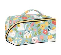 sanluoli Fresh Spring Colorful Cats Trucco Borse con divisori Grande Viaggio Cosmetic Bag Per Le Donne Viaggio-Size Accessori