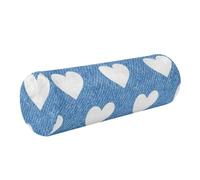 sanluoli Full Moon - Cuscino rotondo in memory foam, supporto per la schiena (prop1), cuscino decorativo sotto ginocchia, caviglia e piede, comfort - cuore blu e bianco