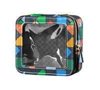 sanluoli Geometrico Architettura Colorata Chiaro Trucco Bag Piccolo Viaggio Wc Bag Mini Contenitori Trucco per Volare, Geometrica Architettura Colorata, Taglia Unica, architettura geometrica colorata,