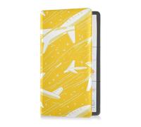 sanluoli Giallo Astrazione Aerei In Pelle Registrazione e Assicurazione Titolare Della Carta Auto Glove Box Organizer per Carte, Documento Essenziale Licenza di Guida