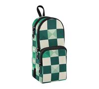 sanluoli Gingham Jade Cream Nylon 3 Scomparti Ragazze Matite Bag Studio & Multifunzionale Astuccio Cancelleria per Uomini College 1600ml