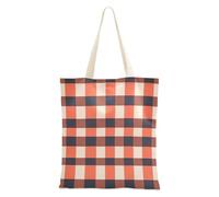 sanluoli Gingham Ossidiana Arancione Tela Tote Bag Grande Capacità di Tela Tote Borse Per Le Donne Drogheria & Farmers Market 16 "x15" scuola essenziale