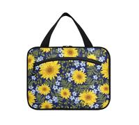 sanluoli Girasoli floreali Giallo appeso medicina borsa per viaggiare con gancio, designer impermeabile impermeabile sacchetto cosmetico per le donne viaggio zaino in spalla porta cosmeticos mujer
