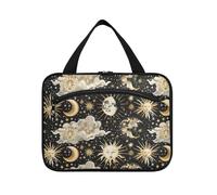 sanluoli Goldeaf Sun Moon Hanging borsa da toilette per gli uomini che viaggiano con gancio, designer borsa trucco essenziale per auto per viaggiatori palestra kit de para mujer, Luna Sole Foglia Oro