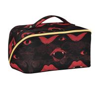 sanluoli Gothic Darkness Evil Labbra Occhi Borsa Cosmetica Rossa con divisori Borse Trucco Leggero Per Le Donne Accessori Da Viaggio