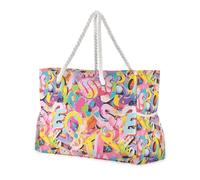sanluoli Graffiti Artwork Lettere Colorate Robusto Outdoor Tote Bag con tasche laterali Borse Per Le Donne per Piscina Palestra Drogheria Viaggi