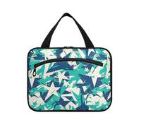 sanluoli Graffiti Artwork White Green Stars Hanging kit da viaggio per gli uomini con gancio, designer moda toilette kit per mamma toilette maleta para maquillaje, Graffiti opere d'arte stelle bianche