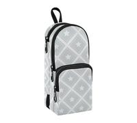 sanluoli Grigio Grigio Checker Stars Nylon 3 Scomparti Astuccio Per Studenti Universitari Studio & Multifunzionale Astuccio Cancelleria per Adolescenti Forniture scolastiche 1600ml