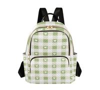 sanluoli Grigio-verde Love Check Donne Zaino Moda Leggero Zaino Borse a Tracolla per Viaggi Lavoro Shopping, Quadri d'amore grigio-verde, S