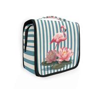 sanluoli Hawaii Coconut Tree Purple Gridient borsa da viaggio per il trucco da appendere con gancio, borsa compatta di design per gli uomini per gli elementi essenziali da viaggio per le donne