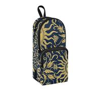 sanluoli Helios - Astuccio con 3 scomparti, motivo floreale dorato, in nylon, con 3 scomparti, grande capacità, con cerniera, per bambini, scuola superiore, 1600 ml