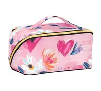 sanluoli I fiori di pesca amano le borse di trucco di forma del cuore con i divisori la borsa di trucco della chiusura lampo con gli accessori di viaggio della maniglia