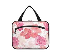 sanluoli Illustrazioni di arte astratta Fiori Rosso appeso borse cosmetiche per le donne con gancio, borsa di moda di design con scomparti per le donne hotel di viaggio bolsas para maquillaje