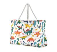 sanluoli Interessante Colorful Dinosauro Modelli Portatile Grande Tote Bag con tasche laterali Tote Bag Donne con tasche con cerniera
