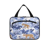 sanluoli Inverno Moutaineopard blu appeso articoli da toeletta borsa per le donne con gancio, designer borse essenziali con cerniera per viaggiare donne hotel bolso de maquillaje para mujer, Montagna