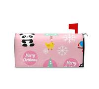 sanluoli Involucri decorativi per cassetta postale con fiocco di neve e panda rosa per Halloween, copertura invernale per cassetta postale, 52,8 x 64,5 cm