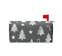 sanluoli Involucri decorativi per cassette postali con albero e stelle, colore grigio e bianco, per Mardi Fun Summer Mailbox, 45,7 x 52,6 cm