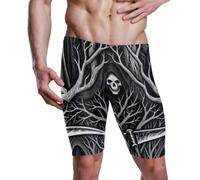 sanluoli Jammers - Pantaloncini da nuoto da uomo, lunghezza al ginocchio, a compressione, Morte Teschio Tristo Mietitore, L