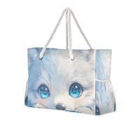 sanluoli Le borse di borsone portatili del bambino del lupo bianco blu per il viaggio con le tasche laterali della borsa portano avanti per la spiaggia&school&lavoro