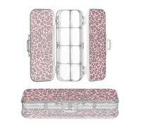 sanluoli Leopard Skin Print Black Peach Clear Pencil Box Double Deck Pastelli Contenitori per forniture di cancelleria con coperchio a scatto