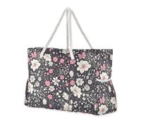 sanluoli Liberty Pattern Black Peach Portable Totes per le donne con tasche laterali Borsa di totalizzatore delle donne con portabicchieri sul lato