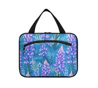 sanluoli lupine Glory Blue hangingarge borse da toilette per le donne con gancio, designer chic borsa da barba per gli uomini per accessori per le donne bagno bolsa de maquillaje para mujer, Blu