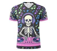 sanluoli Maglia da calcio per uomo e donna, Scheletro DJ Music Notes Party, XL