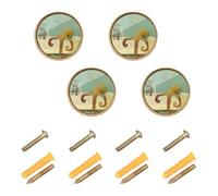 sanluoli Manopole per vasca da bagno vintage personalizzabili a forma di animale marino, per cassettiera, armadio, 32 mm, per camera da letto, confezione da 4