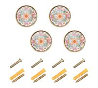 sanluoli Manopole rotonde personalizzabili California Condor floreale floreale vintage manopola di controllo 32 mm per soggiorno confezione da 4