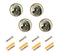 sanluoli Manopole rotonde personalizzabili gotiche a forma di bradipo per armadietto, stile vintage, 32 mm, per vestibolo, confezione da 4