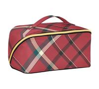sanluoli Merry Christmas Buffalo Plaid Check Borsa da viaggio con divisori elegante borsa cosmetica per le donne accessori da viaggio