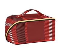 sanluoli Merry Christmas Buffalo Plaid Check Makeup Bag con divisori Portatile Make Up Borse Per Le Donne Verticale Free-Standing