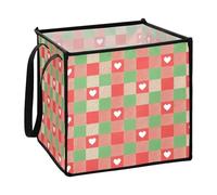 sanluoli Merry Christmas Red Green Love Plaid cestini per contenitori di stoccaggio per coperta pieghevole corda organizzatori e cesto portaoggetti 33x33x13 In