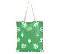 sanluoli Merry Christmas White Snowflake Holly Borse di tela riutilizzabili Tote Bag con tasche per la spesa e il mercato degli agricoltori 40,6 x 38,1 cm essenziale per la scuola