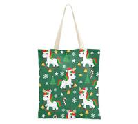 sanluoli Merry Christmas White unicorns Canvas Tote robusta borse di tela con manici Natale pensionamento shopping spiaggia lavoro 40,6 x 38,1 cm scuola essenziale