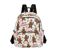sanluoli Merry Christmas - Zaino da donna marrone con pan di zenzero, alla moda, impermeabile, borsa a tracolla per viaggi, lavoro, shopping, Buon Natale Pan di zenzero marrone, S