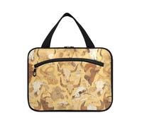 sanluoli Mucca Giallo Scheletro appeso articoli da toeletta borsa da viaggio con gancio, designer moda kit da toilette per i viaggiatori bagno estuche de maquillaje para mujer, scheletro giallo mucca